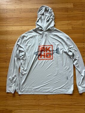 AKHG Slightly Used Fishing Shirt Hoodie UPG 50+ Logo Men’s Size XL